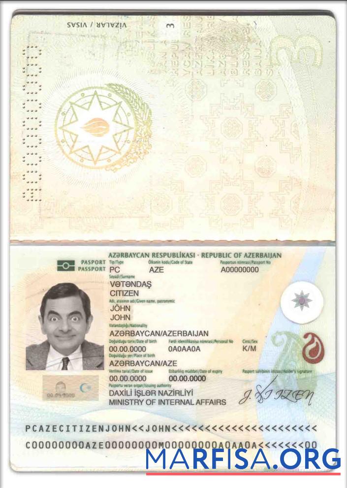 Realistic Azerbaijan passport sample